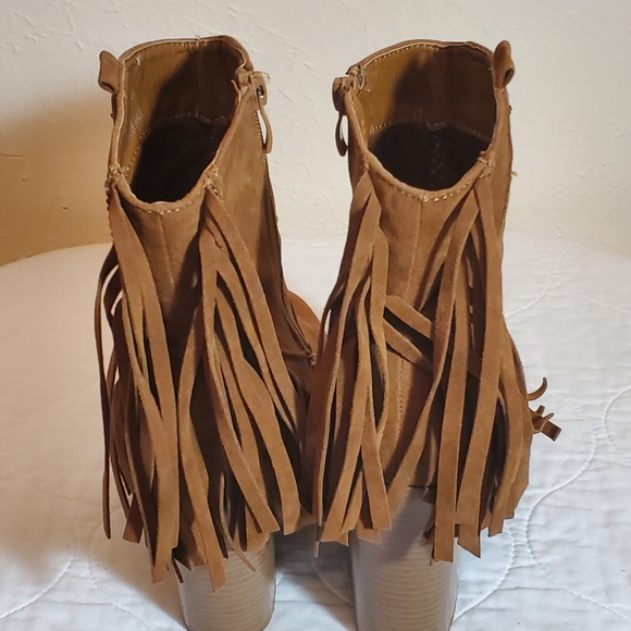 Brown Fringe Ankle Boots - Picture 4 of 5